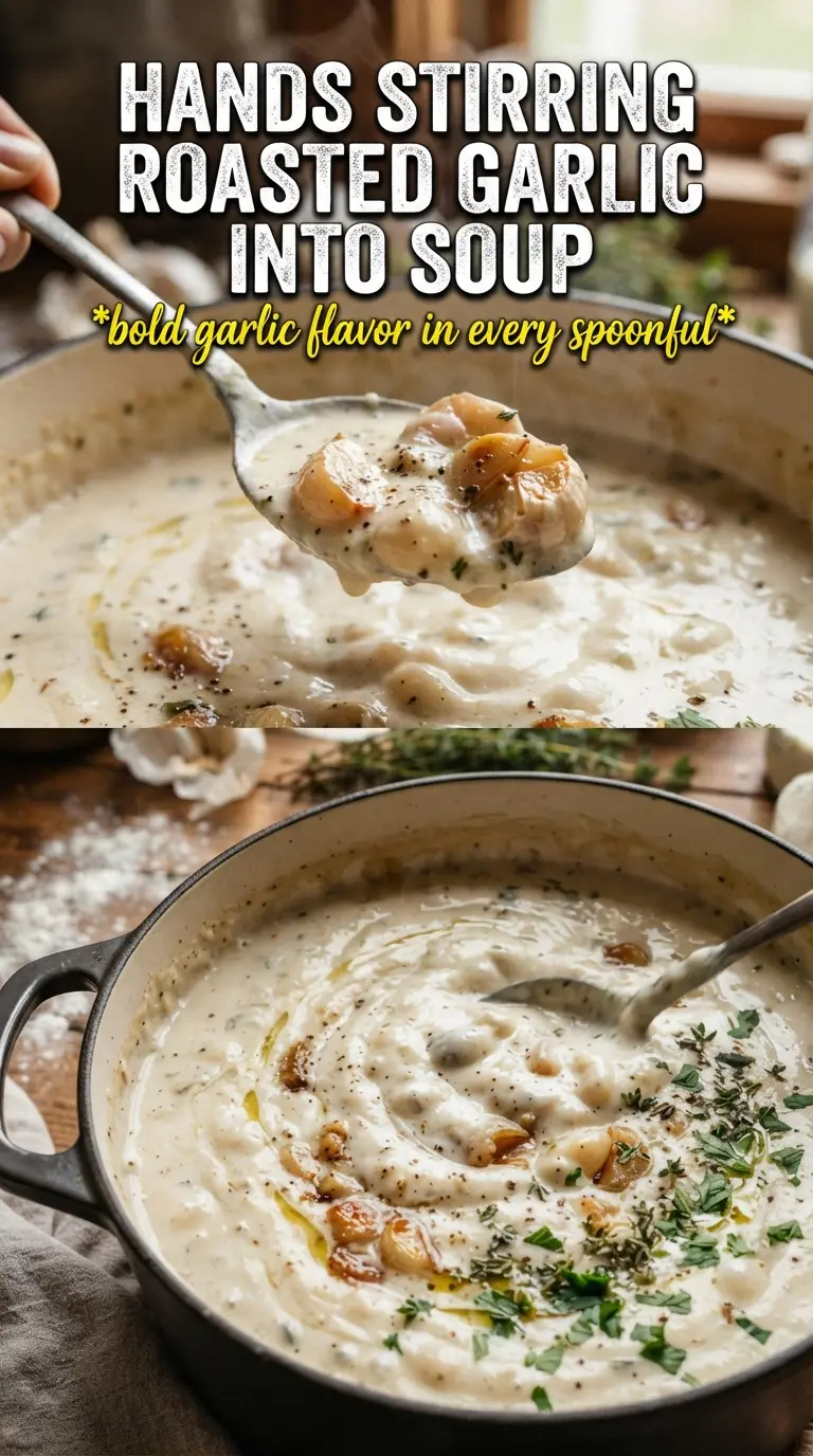 Garlic Soup silky golden brothy