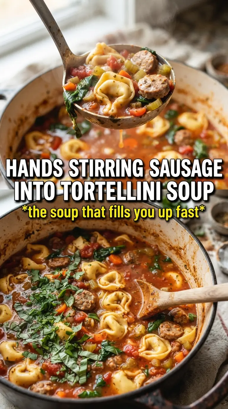 Sausage and Tortellini Soup creamy savory comforting