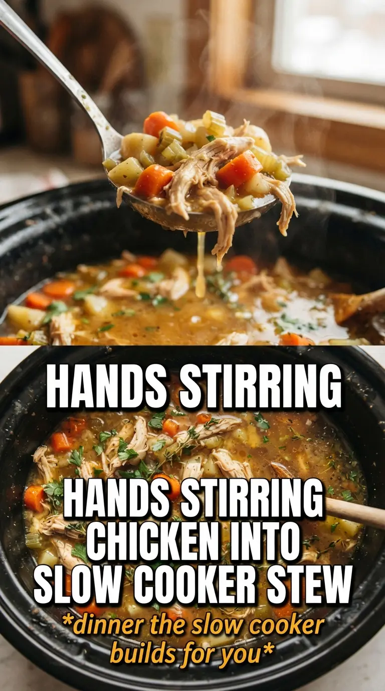Slow Cooker Chicken Stew hearty gravy chicken potatoes carrots