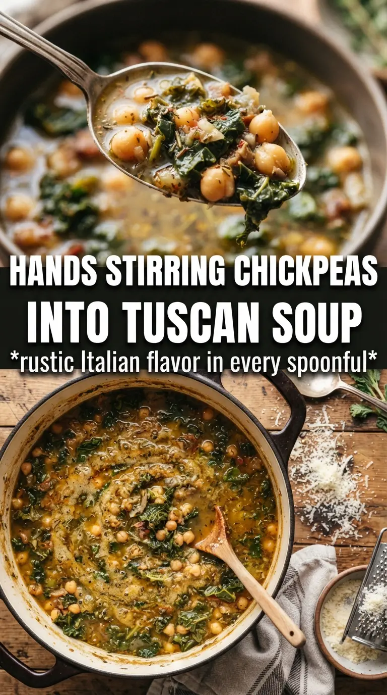 Tuscan chickpea soup with kale, tomatoes, and rosemary